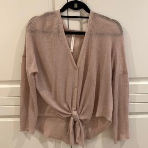 Babaton Knotted-Tie Knit Top